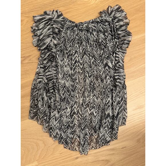ISABEL MARANT Pleated Georgette Silk Marcia Blouse Black/white  FR 34/ US 2 $780 - Picture 3 of 8